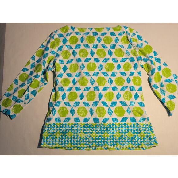 Ruby Rd. FAVORITES Blue Green Jeweled Embellished Neck Line Women's Sz M Top - Picture 6 of 7